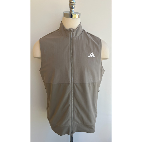 NEW adidas men Ultimate365 Tour Full-Zip Vest Beige sz Large L - Picture 1 of 9